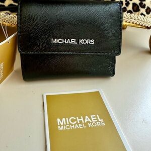 Michael Kors Shiny Black Leather Wallet